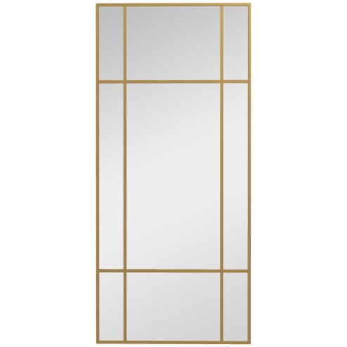 HOMCOM Rectangle Wall Mirror, 110 x 50cm Window Style Vanity Mirror with Metal Frame, Decorative Hanging Mirror for Living Room, Bedroom, Entryway, Vertical or Horizontal, Gold Tone