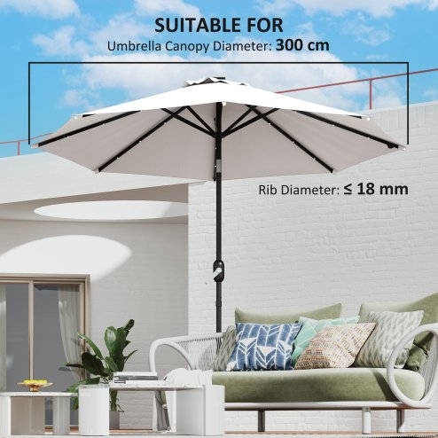 Outsunny 3 m Replacement Parasol Canopy with Top Vent, UPF 50+ Garden Parasol Replacement Canopy, 8 Rib Parasol Cover Replacement Fits Various Frames