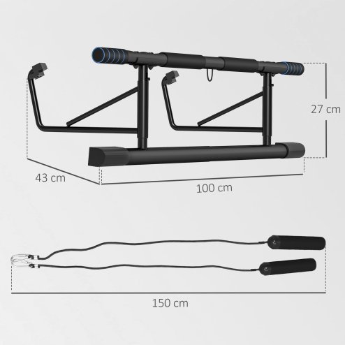 SPORTNOW Doorway Pull-Up Bar, No-Drilling Chin-Up Bar, Push-Up Stand with Resistance Bands, Padded Handles for Home Gym Exercise