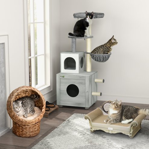 PawHut Cat Scratching Board, Cat Scratching Pad for Indoor Cats, Cat Scratcher with Catnip, 60 x 29.5 x 29cm - Brown