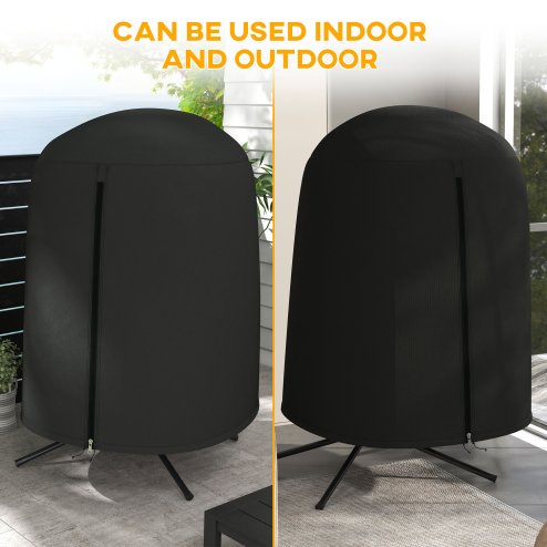 Outsunny Hanging Egg Chair Cover, Outdoor Single Swing Chair Cover, Waterproof Anti-dust Furniture Protector with Zipper, 420D Oxford Fabric for 128 x 190H cm Stand, Black