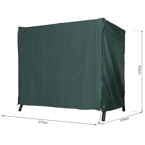 Outsunny 3 Seater 600D Oxford Patio Swing Chair Cover Outdoor Garden Furniture Rain Protection Protector Waterproof Anti-UV, 177 x 114 x 152cm, Green