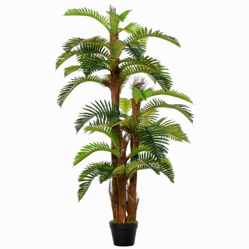 Outsunny 150cm/5FT Artificial Tropical Palm Tree Decorative Plant with Nursery Pot, Fake Plant for Indoor Outdoor Decor