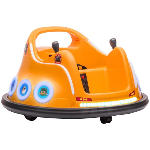 AIYAPLAY Angry Bird Licensed 12V Kids Bumper Car, 360 Rotation Waltzer Car with Joysticks, Remote Control, Music USB LED Lights, for 3-5 Years Old - Orange