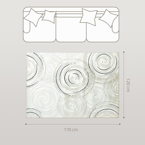 HOMCOM Modern Area Rug, Swirl Pattern Machine Washable Rug, Allergy-Friendly Floor Carpet for Living Room, Bedroom, Dining Room, Home Office, 170 x 120 cm, Cream White