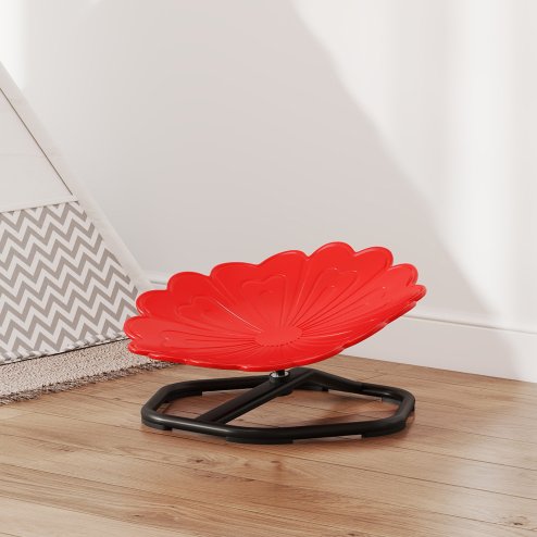 AIYAPLAY Kids Spinning Chair for Autism, Sensory Swivel Chair for ADHD Children, Flower Shaped Sit and Spin Wobble Chair with Metal Base & Non-Slip, Sensory Balance Toy for 3-8 Years Old, Red