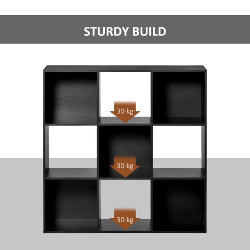 HOMCOM 3-tier 9 Cubes Storage Unit Particle Board Cupboard Bookcase Organiser Home Office Shelves