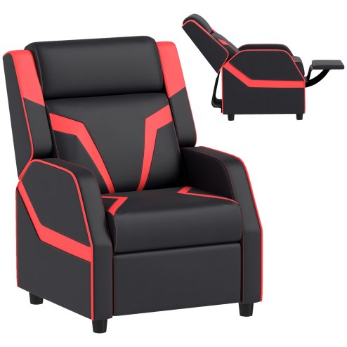 AIYAPLAY Kids Recliner, 2 in 1 Toddler Gaming Recliner with Backrest, Armrest, Footrest, PU Leather Lounge Armchair for Playroom, Bedroom, Kids Room, Black