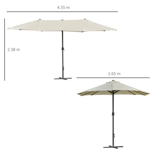 Outsunny 4.6m Garden Parasol Double-Sided Sun Umbrella Patio Market Shelter Canopy Shade Outdoor with Cross Base - Off White