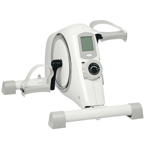 SPORTNOW Mini Exercise Bike, Sit Down Pedal Exerciser with 8-Level Quiet Magnetic Resistance and LCD Display, Portable Under Desk Bike for Arm and Leg Home Gym Office Workout, White Image