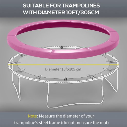 SPORTNOW 10FT Trampoline Spring Cover, Plastic Trampoline Pad Replacement with Elastic Cord, Waterproof, UV Resistant and Tear-Resistant, Pink