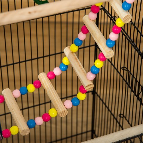 PawHut Bird Cage for Budgies, Finches, Canaries w/ Accessories, Toys, Tray, Handle, 46 x 36 x 100cm - Black