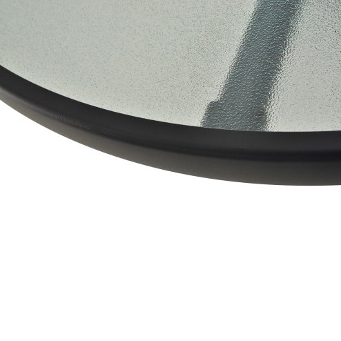 Outsunny 80 cm Round Garden Dining Table with Parasol Hole for 4, Outdoor Coffee Bistro End Side Table with Tempered Glass Top and Steel Frame for Patio, Porch, Black