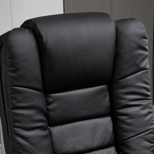HOMCOM Recliner Chair With footstool, Recliner Armchair up to 130kg Weight Capacity, 135 Reclining Swivel Sofa Chair, PU Leather Ergonomic Couch Bed with Swivel Wood Base for Living Room, Black