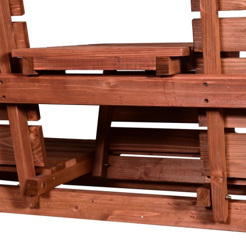 Outsunny 2 Seater Wooden Garden Bench with Convertible Middle Table, Outdoor Three-Seater Bench for Patio, Park, Porch, Orange