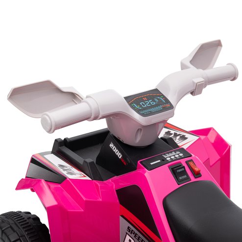 HOMCOM 6V Electric Quad Bike Kids Ride On All Terrain Vehicle with Forward Backward Function, for Ages 18-36 Months - Pink