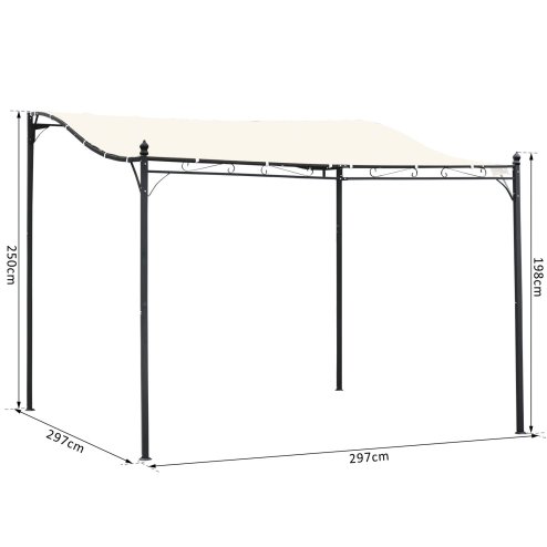 Outsunny 3 x 3 Meters Canopy Metal Wall Gazebo Awning Garden Marquee Shelter Door Porch, Cream White