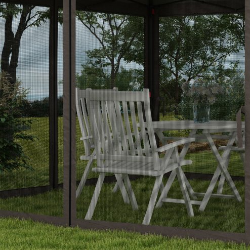 Outsunny 3 x 3(m) Pop Up Gazebo, Marquee Party Tent with Double Tier Roof, Netting and Carry Bag, Event Shelter for Outdoor Patio, Light Grey