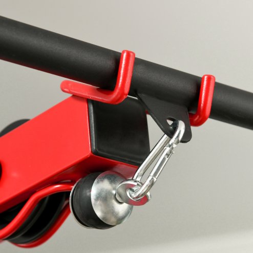 SPORTNOW Lat Pull Down Machine with Adjustable Seat, High and Low Pulley Cable Machine with Flip-Up Footplate, Multi-Function Home Gym Fitness Equipment - Red