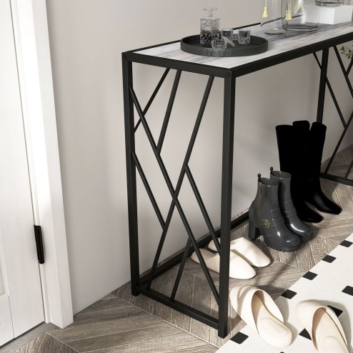 HOMCOM Console Table, Industrial Sofa Table with Metal Frame for Living Room, Hallway, 120cm, Grey