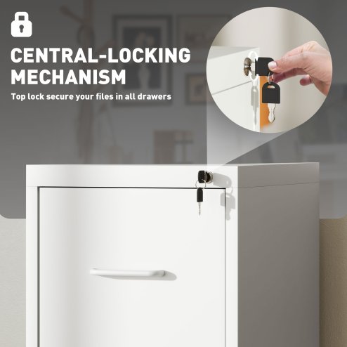 HOMCOM 4 Drawer Filing Cabinet, Vertical File Cabinet with Adjustable Hanging Bar for A4 and Letter Size, Steel Printer Stand for Home Office, White