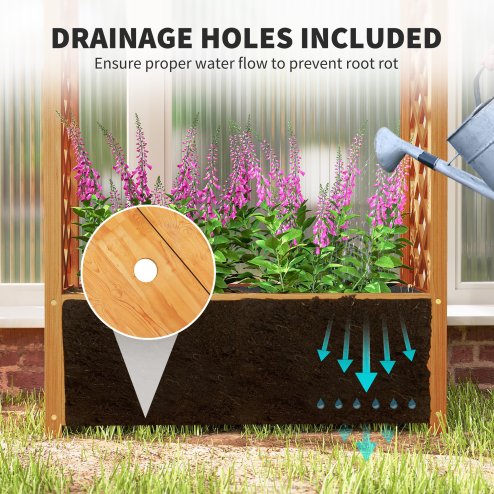 Outsunny Wooden Raised Garden Bed with Arch Trellis, Fabric Liner, Garden Planter Box with Drainage Holes, Trellis Planter for Vine Climbing Plants, Flowers, Herbs, Vegetables, 83 x 36 x 145 cm