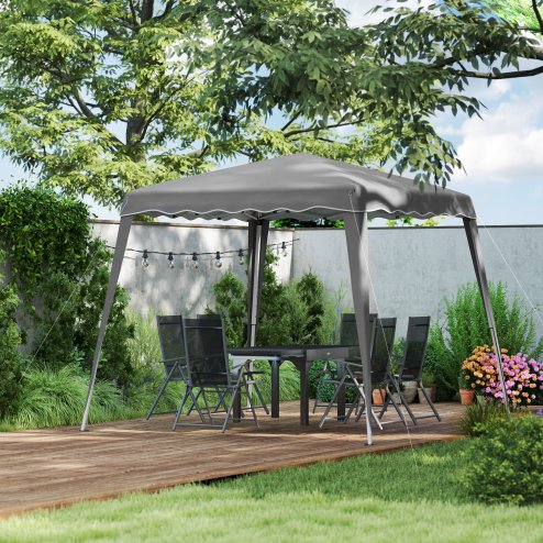 Outsunny 3 M x 3 M Base/ 2.5 M x 2.5 M Top Pop Up Gazebo, 2 Person Setup Instant with Carry Bag, Height Adjustable Slant Leg Party Tent Instant Event Shelter for Garden, Patio, Grey