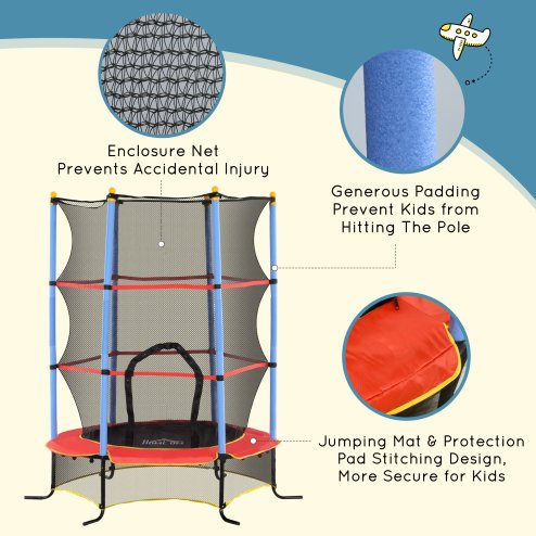 HOMCOM 6FT Kids Trampoline for Toddlers with Safety Net Enclosure Outdoor Indoor for Age 3-10 Years, Blue