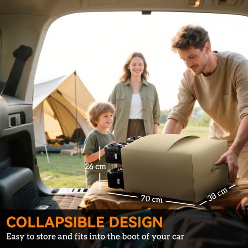 Outsunny 110L Festival Trolley on Wheels, Folding Camping Trolley Cart with Telescopic Handle, Carry Bag and All-Terrain Big Wheels, for Garden, Beach, Fishing, Black, Khaki