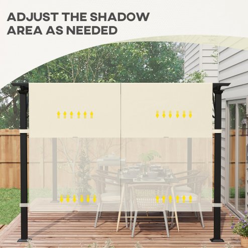 Outsunny 2 PCS Pergola Canopy Replacement, 4.9 x 1.2m UV Protection Pergola Cover, Easy to Install, for 3 x 3(m) Pergola, Cream White