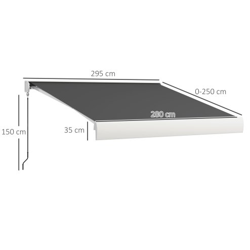 Outsunny 3 x 2.5m Electric or Manual Retractable Awning, Half Cassette, with Remote Controller, Manual Crank Handle and Aluminium Frame, Sun Canopies for Patio Deck Door Window, Grey