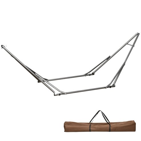 Outsunny Foldable Hammock Stand, Portable Hammock with Metal Frame, 2 in 1 Hammock Net Stand, Clothes Drying Rack, Load Capacity 120kg, for Patio, Garden, Yard, Black