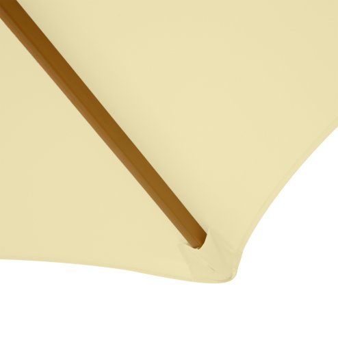Outsunny 2.5m Wood Garden Parasol Sun Shade Patio Outdoor Wooden Umbrella Canopy, Table Market Umbrella with Vent, 38mm Pole, Rope Pulley Mechanism, Cream White