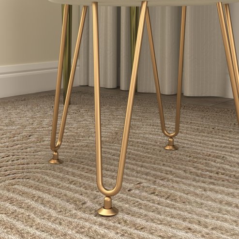 HOMCOM 5L Velvet Storage Ottoman, Modern Round Footstool with Metal Hairpin Legs and Removable Lid, Dressing Table Stool Side Table for Hallway, Bedroom, Living Room, 33 x 33 x 43 cm, Cream White