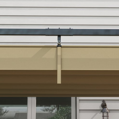 Outsunny 4 x 3(m) Metal Outdoor Pergola with Retractable Roof, Outdoor Gazebo Canopy Shelter with Drainage Holes for Garden, Patio, Lawn, Khaki