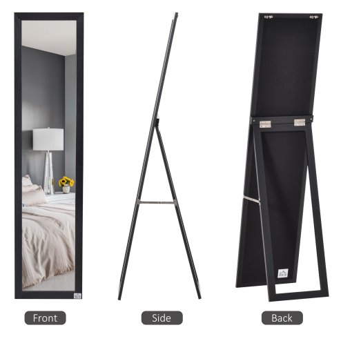 HOMCOM Full Length Mirror, Floor Standing or Wall-Mounted Long Mirror, Rectangular Full Body Mirror for Bedroom, Living Room, Black