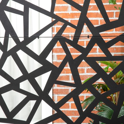 Outsunny Decorative Garden Privacy Screen with Stand, 6.5FT Freestanding Metal Outdoor Divider, Decorative Privacy Panel with Expansion Screws for Garden Pool Hot Tub, Irregular Figure Style, Black