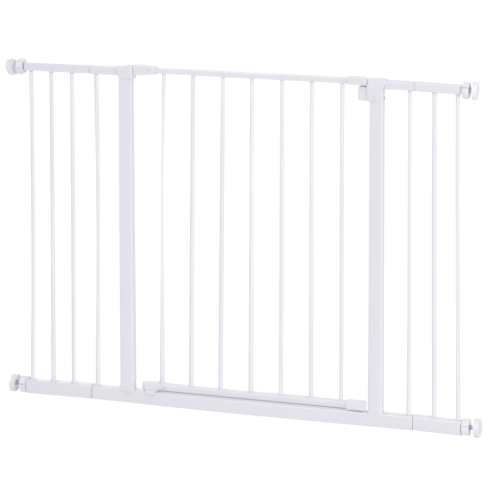 PawHut Dog Gate Pet Safety Gate Stair Barrier Pressure Fit Adjustable 76-82/86-97/101-107 cm, White