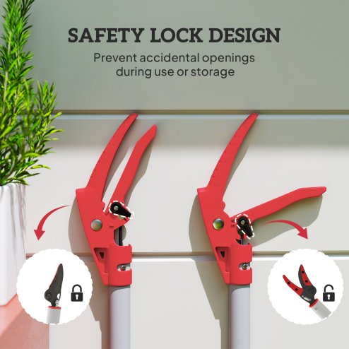 Outsunny 120 cm Tree Pruner, Tree Lopper Long Reach, Lightweight & Strong, Long Reach Tree Trimmer with Aluminium Pole for Fruit Picking and Pruning