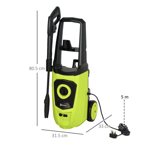 DURHAND 1800W High Pressure Washer, 150 Bar Pressure, 510 L/h Flow, High-Performance Portable Power Washer Jet Wash Cleaner with 6M Hose and Hose Reel for Garden, Car, Furniture, Green