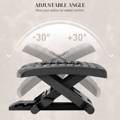 HOMCOM Foot Rest Under Desk with Massage Rollers, Desk Footrest at Work with Adjustable Angle and Height, Ergonomic Non-Slip Foot Stool for Office and Home