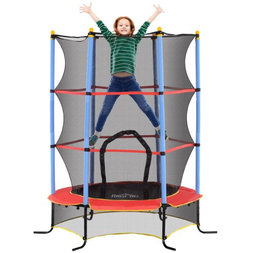 HOMCOM 6FT Kids Trampoline for Toddlers with Safety Net Enclosure Outdoor Indoor for Age 3-10 Years, Blue