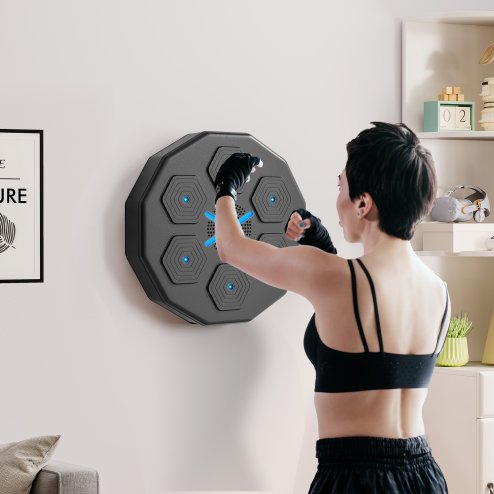 SPORTNOW Music Boxing Machine with Bluetooth Connection, LED Light Smart Music Boxing Machine Wall Mounted for Punching Beat Boxing Training Stress Relief