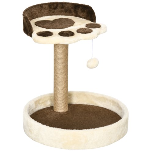 PawHut Cat Tree, 44cm Cat Tower, Cat Tree for Indoor Cats, with Sisal Cat Scratching Post, Platforms, Toy Ball - Brown