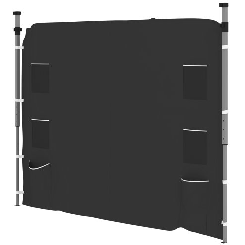 Outsunny Gazebo Side Panel, Canopy Sidewall Panel with 4 Mesh Bags and 2 Storage Pockets for 3 x 3 m Straight Leg Pop Up Gazebos, 1 Pack Sidewall Only, Black