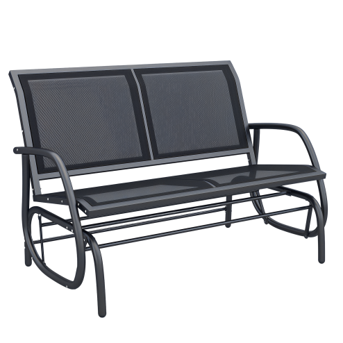 Outsunny 2-Person Outdoor Glider Bench Patio Double Swing Gliding Chair Loveseat w/Power Coated Steel Frame for Garden Patio Porch, Black