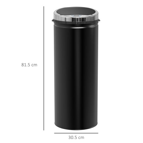 HOMCOM 50L Sensor Bin for Kitchen Waste Automatic Dustbin Motion Detection Dustbin Stainless Steel Rubbish Can with Bucket, Black