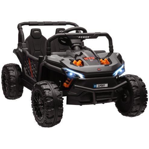 AIYAPLAY Kids Ride on Car, 12V Battery Powered Electric Truck with Remote Control, 4 Suspension Wheels, Horn, Lights, Music, USB, for Ages 3-5 Years, Black