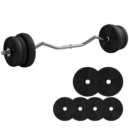 SPORTNOW 25kg Barbell Weights Set, Adjustable Gym Weights up to 80kg with 4ft Curl Bar and Non-slip Handle for Home Gym, Exercise, Weight Strength Training Image