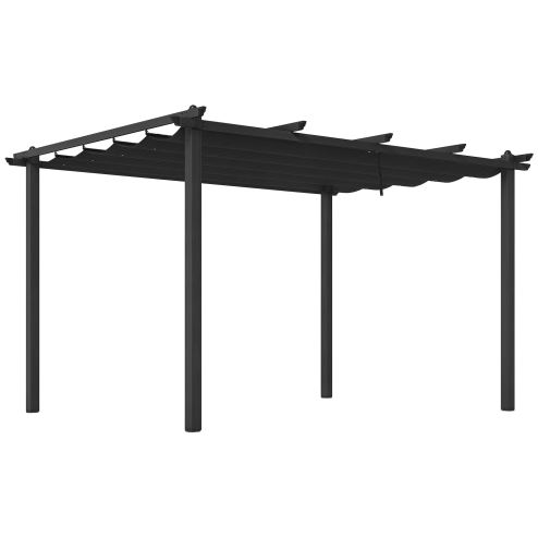 Outsunny 3 x 4m Pergola with Retractable Roof, Aluminium Frame Garden Gazebo Canopy Outdoor Sun Shade Shelter for Grill, Patio, Deck, Dark Grey